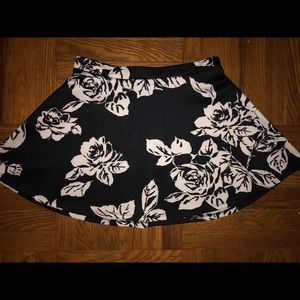 Black & White Floral Skater Skirt